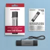 Axagon CRE-DAC USB-C + USB-A 5 Gbps MINI 2 lizdų SD/microSD kortelių skaitytuvas USB 3.0 Type-A/Type-C pilka
