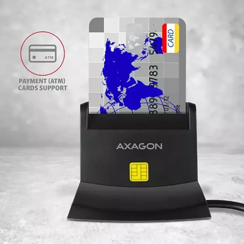 Axagon CRE-SM2 kortelių skaitytuvas USB 2.0 juodas 1,3 m laidas