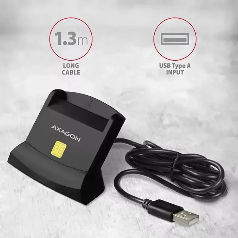 Axagon CRE-SM2 kortelių skaitytuvas USB 2.0 juodas 1,3 m laidas