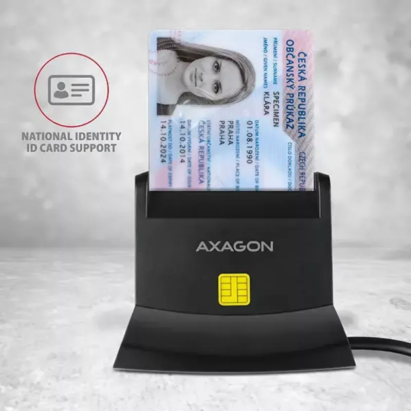 Axagon CRE-SM2 kortelių skaitytuvas USB 2.0 juodas 1,3 m laidas