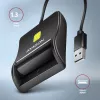 Axagon CRE-SM3N USB-A išmaniosios kortelės / asmens tapatybės kortelės plokščiasis skaitytuvas, USB 2.0, 1,3 m, juodas, 57 g