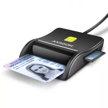 Axagon CRE-SM3SD USB kortelių skaitytuvas – išmaniosios kortelės, SD/microSD/SIM, USB 2.0, juodas