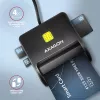 Axagon CRE-SM3SD USB kortelių skaitytuvas – išmaniosios kortelės, SD/microSD/SIM, USB 2.0, juodas
