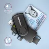 Axagon CRE-SMP2A USB Smart Card ir SD/microSD/SIM skaitytuvas, USB Type-A / USB Type-C, juodas