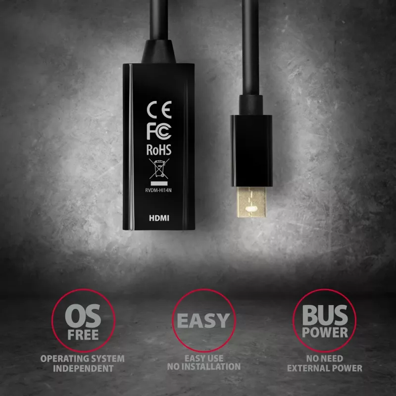 Axagon RVDM-HI14N Mini DisplayPort į HDMI 1.4 adapteris 4K/30Hz