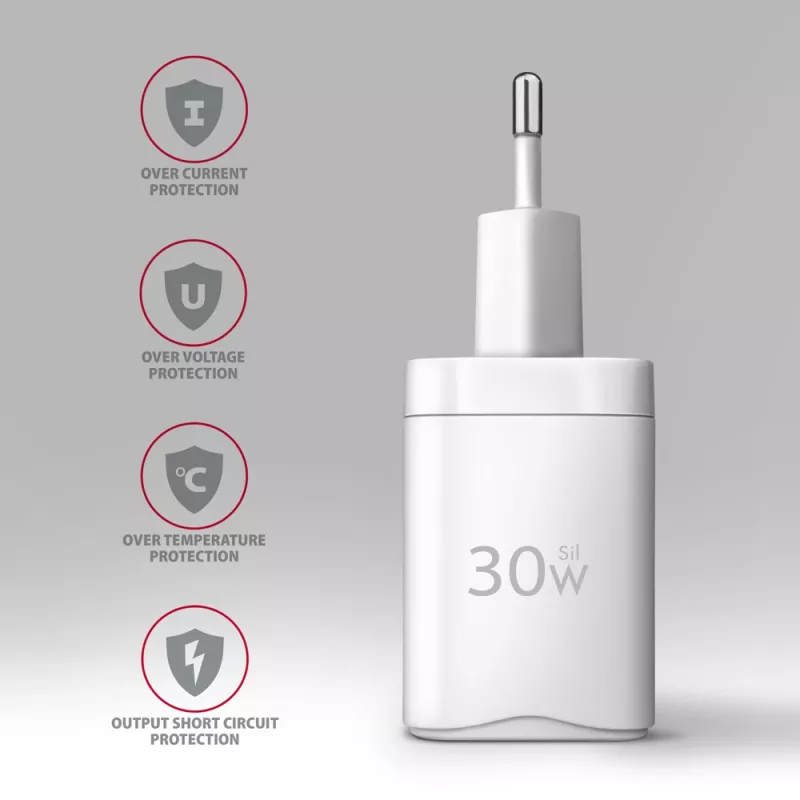 Įkroviklis Axagon ACU-PQ30W QC3.0 30W USB-C baltas