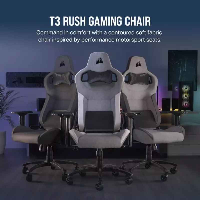 Universali žaidimų kėdė Corsair T3 RUSH 2023 Minkštas sėdėjimas Antracito pilka