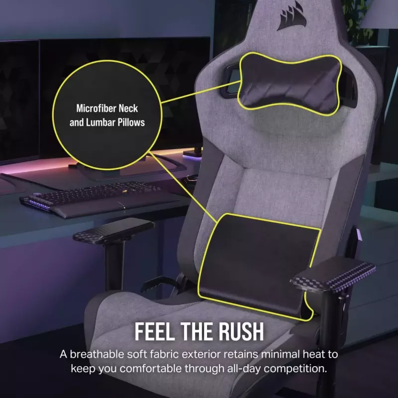 Universali žaidimų kėdė Corsair T3 RUSH 2023 Minkštas sėdėjimas Antracito pilka