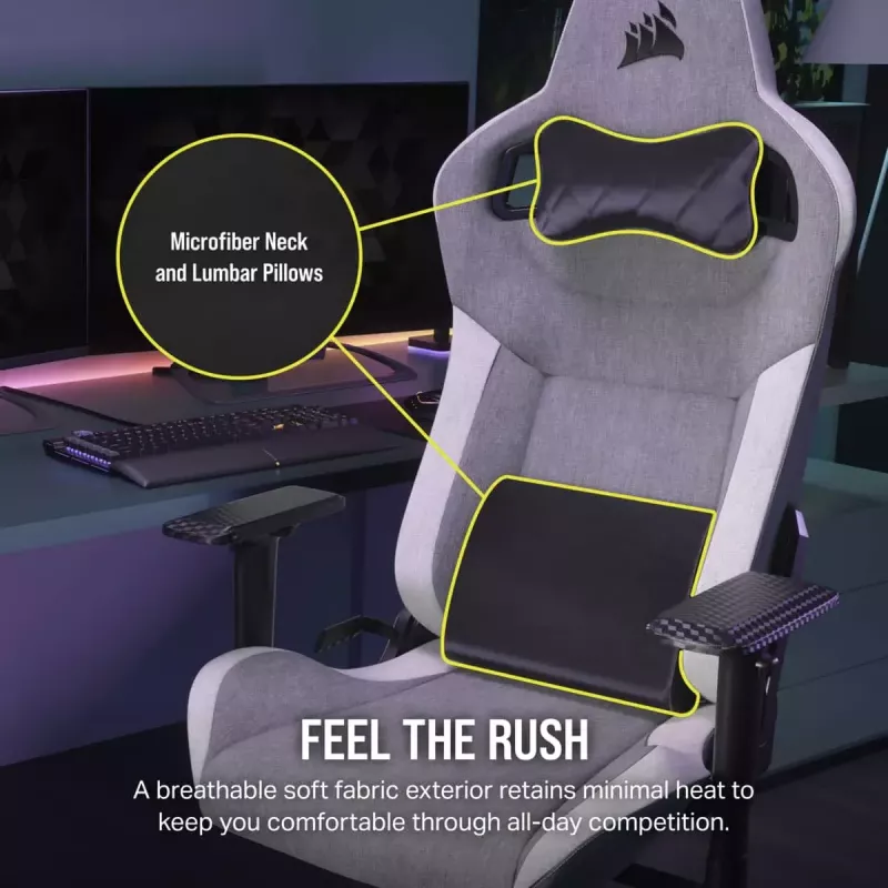 Žaidimų kėdė Corsair CF-9010058-WW tinklinė sėdynė Pilka Maksimalus vartotojo svoris 120 kg
