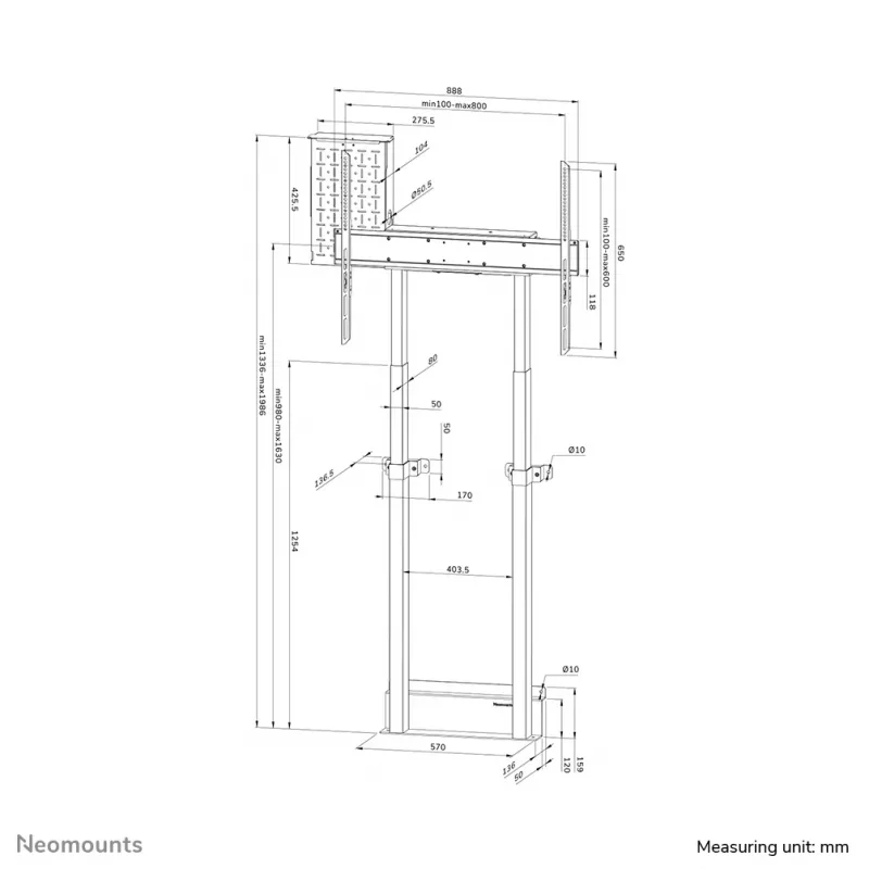 Neomounts WL55-875BL1 TV grindinis stovas 55-100 col. – variklinis – TÜV