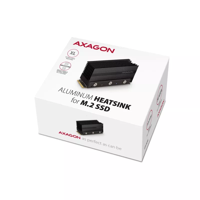 Axagon CLR-M2XL Pasyvus aliumininis radiatorius vienpusiams ir dvipusiams M.2 SSD diskams, dydis 2280, aukštis 36 mm