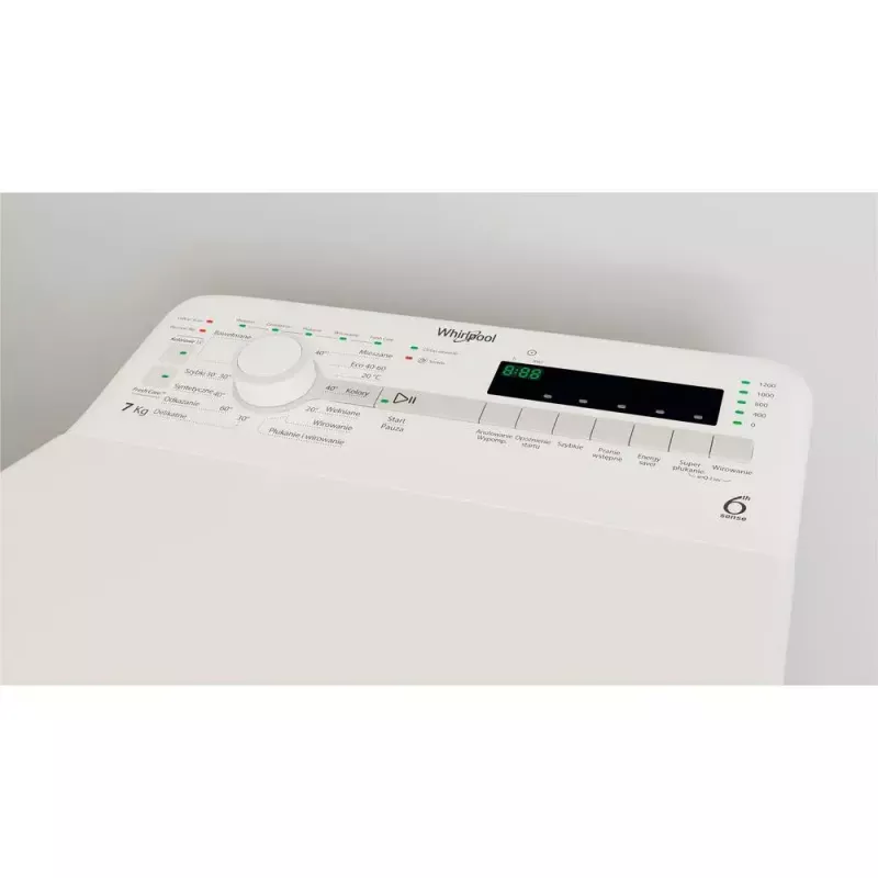 Whirlpool NTDLR 7220SS PL/N skalbimo mašina, viršutinis pakrovimas, 7 kg, 1200 aps./min., balta