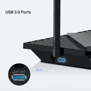 TP-Link Archer AX5400 Multi-Gigabit WiFi 6 maršrutizatorius, Wi-Fi 6 (802.11ax), dviejų juostų (2,4 GHz / 5 GHz), Ethernet LAN, juodas, stalinis / ant stulpo