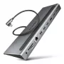 Docking stotelė Axagon HMC-4KX3 USB-C 5Gbps hub, 3x USB-A, 2x HDMI, DP, RJ-45, SD/microSD, garsas, PD 100W, kabelis 40cm
