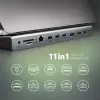 Docking stotelė Axagon HMC-4KX3 USB-C 5Gbps hub, 3x USB-A, 2x HDMI, DP, RJ-45, SD/microSD, garsas, PD 100W, kabelis 40cm