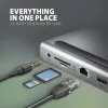 Docking stotelė Axagon HMC-4KX3 USB-C 5Gbps hub, 3x USB-A, 2x HDMI, DP, RJ-45, SD/microSD, garsas, PD 100W, kabelis 40cm