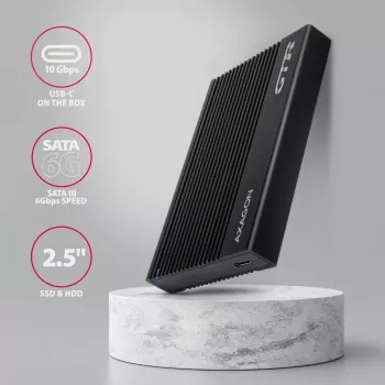 Išorinis HDD/SSD dėklas Axagon EE25-GTR USB-C 3.2 Gen 2 juodas 2.5 colio