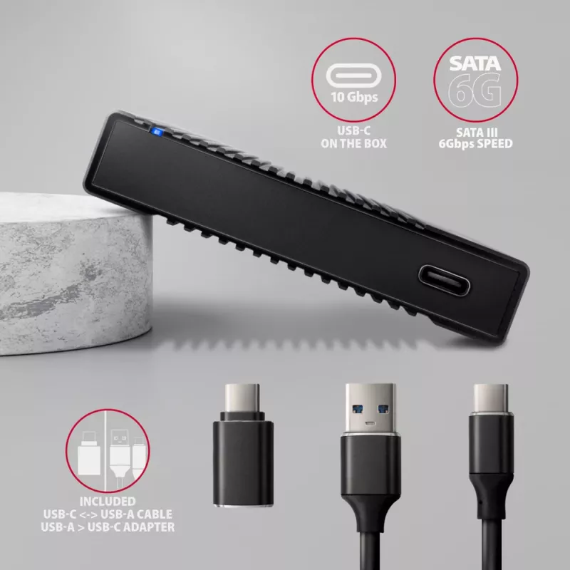 Išorinis HDD/SSD dėklas Axagon EE25-GTR USB-C 3.2 Gen 2 juodas 2.5 colio