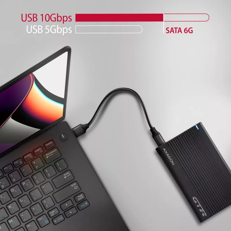 Išorinis HDD/SSD dėklas Axagon EE25-GTR USB-C 3.2 Gen 2 juodas 2.5 colio