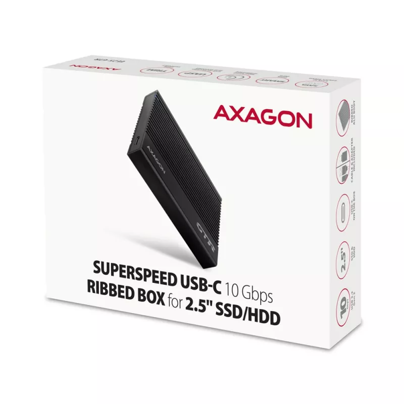 Išorinis HDD/SSD dėklas Axagon EE25-GTR USB-C 3.2 Gen 2 juodas 2.5 colio