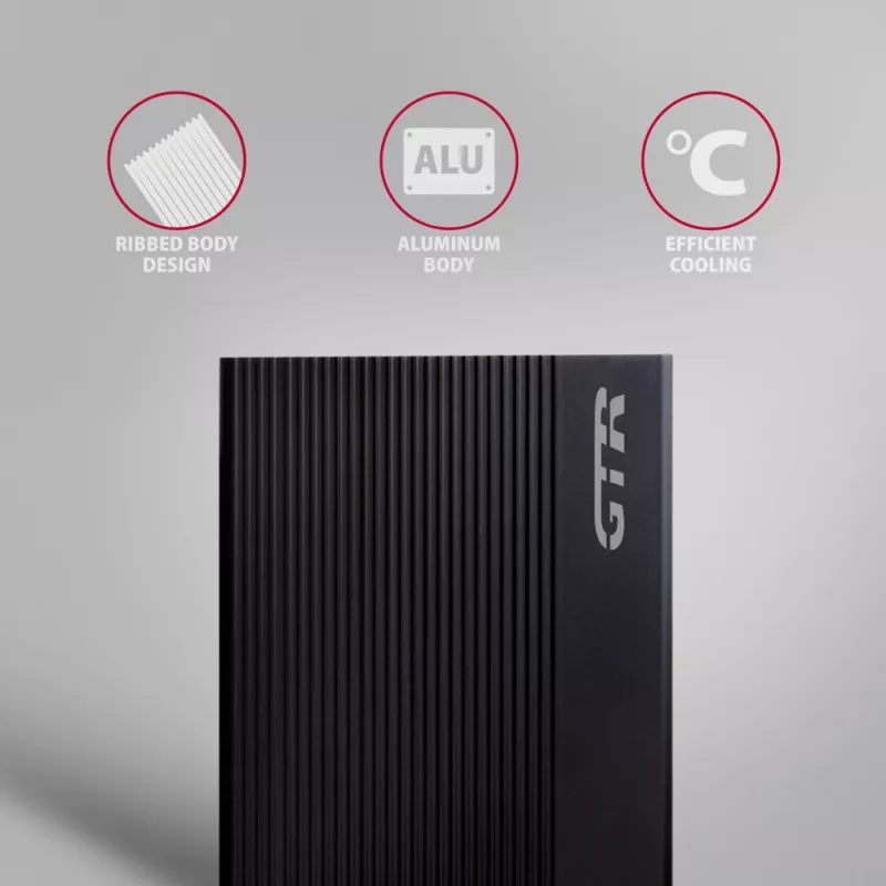 Axagon EE35-GTR USB-C 5Gbps - SATA 6G, 3.5 inch briaunota dėžė JUODA - USB Type C išorinis HDD korpusas 3.5 colio