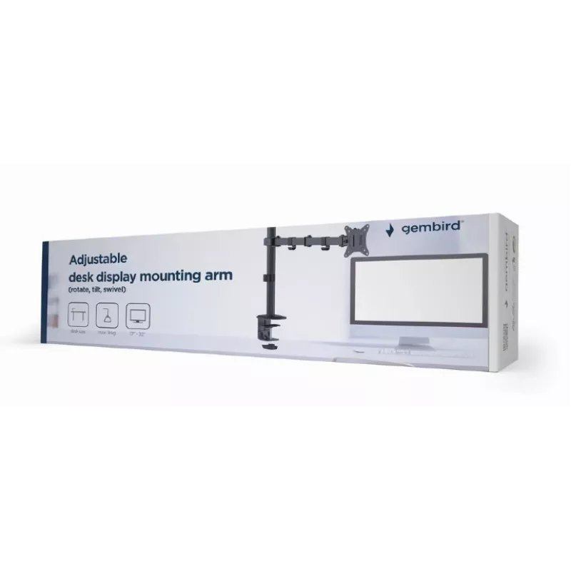Monitoriaus laikiklis su spaustuku GEMBIRD MA-D1-01, 17–32 col., VESA 75×75–100×100, iki 9 kg, juodas