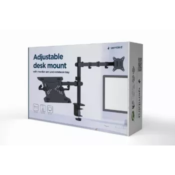 Monitorinis stovas Gembird MA-DA-03, 32 colių, dviejų rankų, spaustuvas/varžtas, VESA 75x75–100x100, juodas