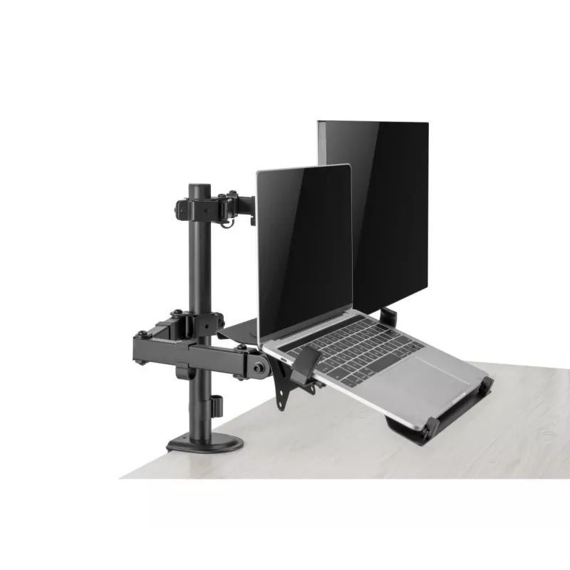 Monitorinis stovas Gembird MA-DA-03, 32 colių, dviejų rankų, spaustuvas/varžtas, VESA 75x75–100x100, juodas