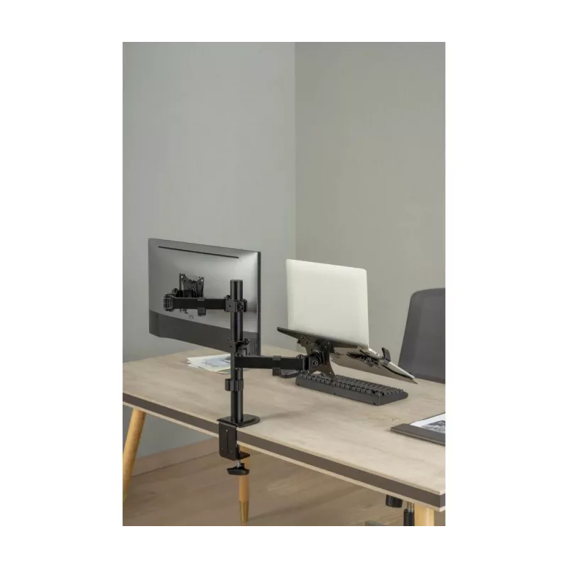 Monitorinis stovas Gembird MA-DA-03, 32 colių, dviejų rankų, spaustuvas/varžtas, VESA 75x75–100x100, juodas