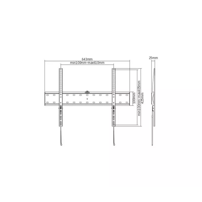 TV laikiklis Gembird WM-70F-01 Juodas, 37–70 colių, 40 kg, VESA 200x200–600x400, 2.5 cm plonas