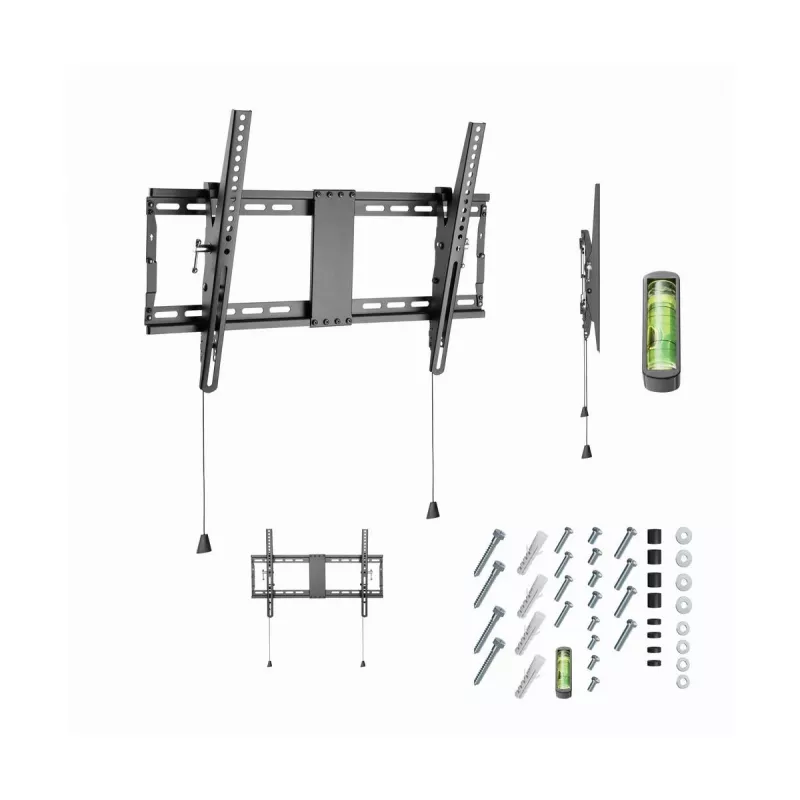 Sieninis TV laikiklis GEMBIRD WM-80T-01 37–80 colių ekranams, plieninis, pakreipimas -12°/+3°, VESA 200x200–600x400, 70 kg