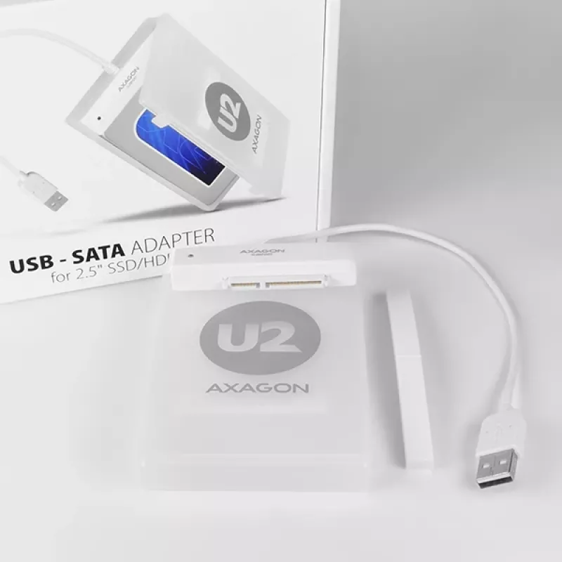 Axagon ADSA-1S USB 2.0 korpusas 2.5 inch SATA HDD/SSD, baltas