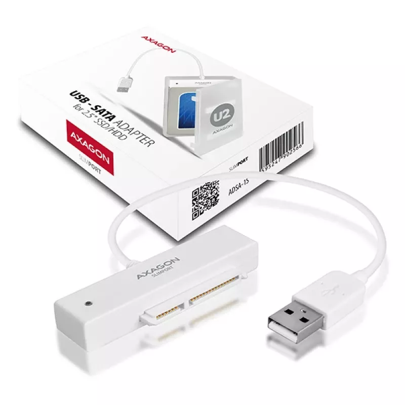 Axagon ADSA-1S USB 2.0 korpusas 2.5 inch SATA HDD/SSD, baltas