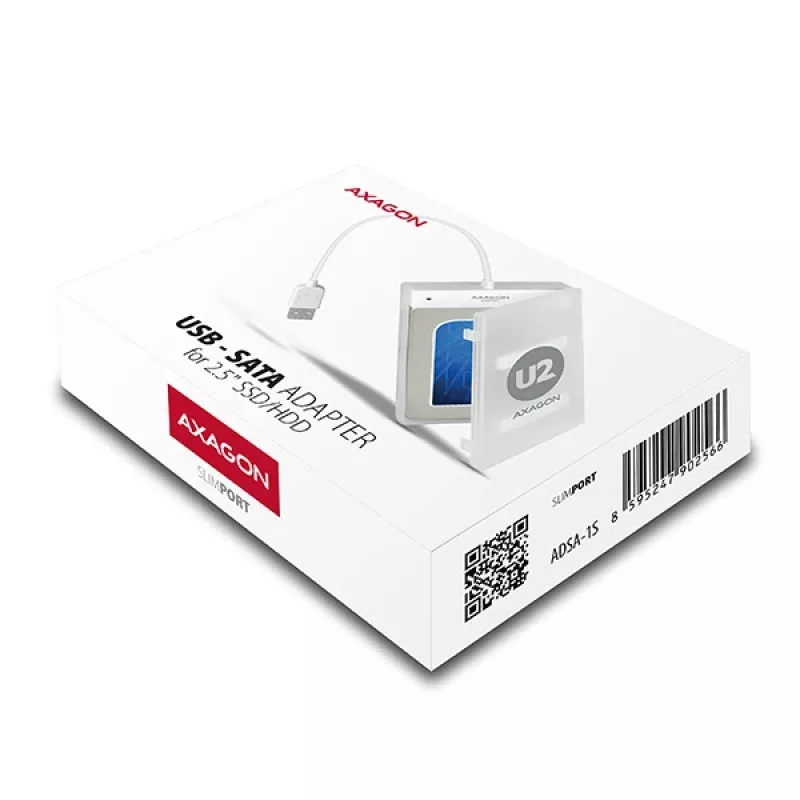 Axagon ADSA-1S USB 2.0 korpusas 2.5 inch SATA HDD/SSD, baltas