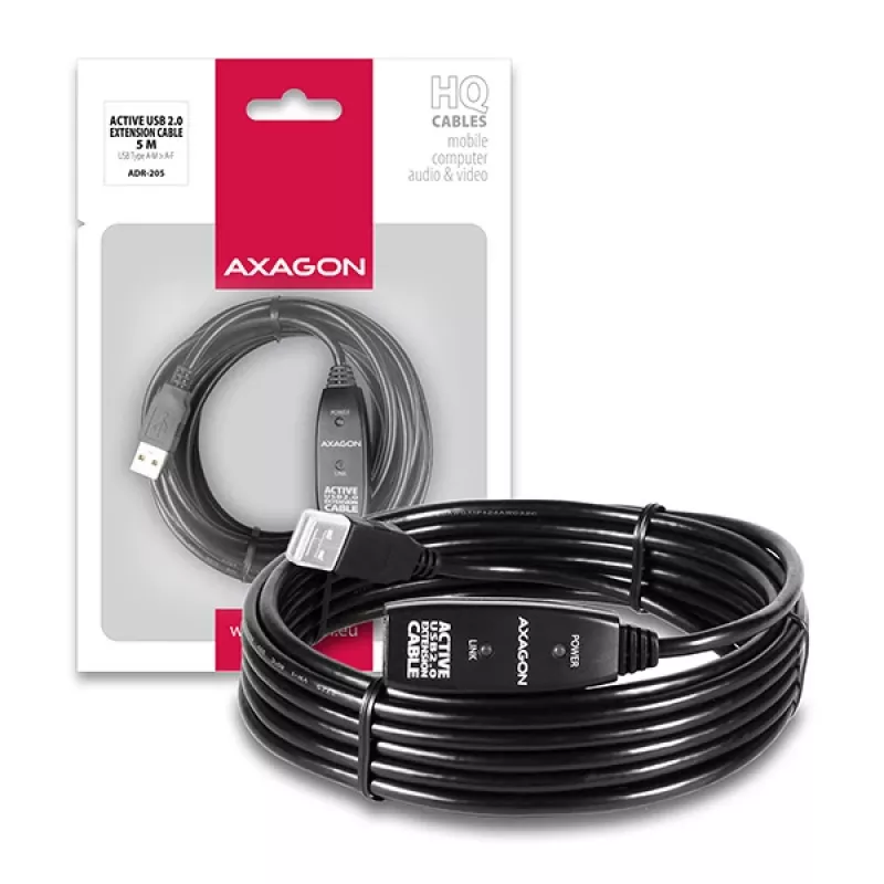 Aktyvus USB 2.0 ilginimo kabelis Axagon ADR-205 (A-M -> A-F) 5 m