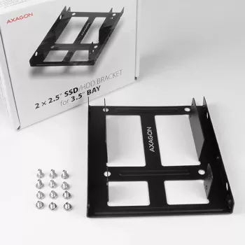 Axagon RHD-225 metalinis rėmas 2x 2,5 colio HDD/SSD į 3,5 colio lizdą, ventiliatoriaus tvirtinimas