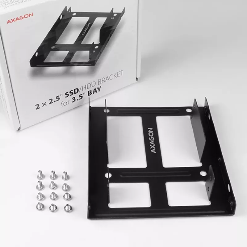 Axagon RHD-225 metalinis rėmas 2x 2,5 colio HDD/SSD į 3,5 colio lizdą, ventiliatoriaus tvirtinimas