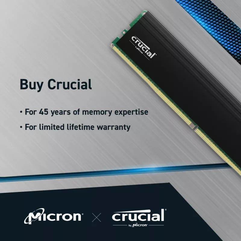 Crucial Pro 64GB (2x32GB) DDR4-3200 UDIMM atminties rinkinys