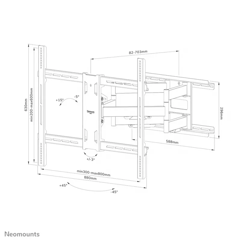 Neomounts WL40S-950BL18 Sunkiosios serijos pilno judesio sieninis laikiklis 55-110 colių