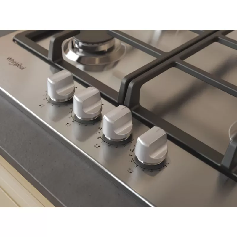 Whirlpool TGML 661 IX R įmontuojama dujinė kaitlentė, nerūdijantis plienas, 58 cm, 4 zonos
