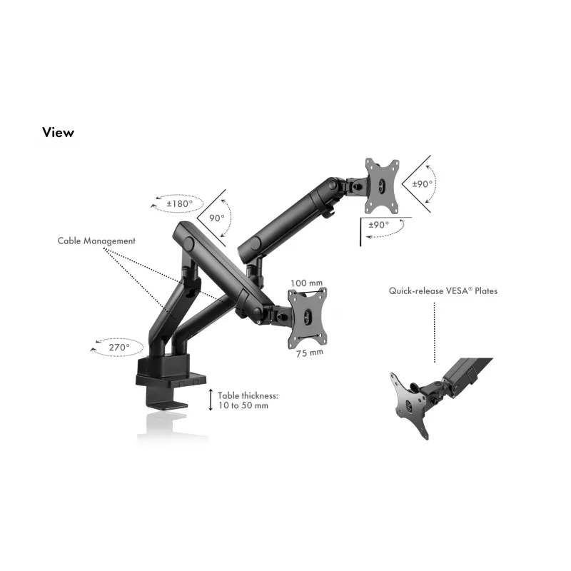 ICY BOX IB-MS314-T 81,3 cm (32 inch) Monitoriaus laikiklis stalas Juodas