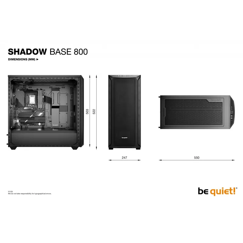 PC korpusas be quiet! Shadow Base 800 Midi Tower juodas