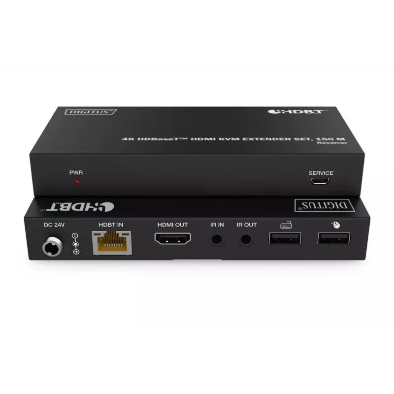 DIGITUS HDBaseT KVM Prailgintuvų rinkinys - 150 m 4K/60Hz USB 1.1 PoC IR juodas