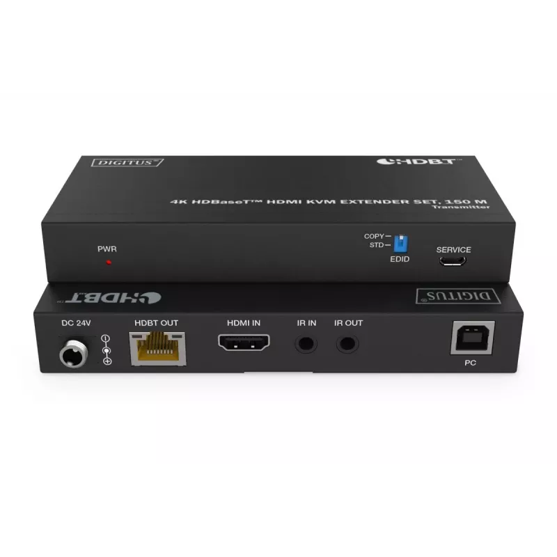 DIGITUS HDBaseT KVM Prailgintuvų rinkinys - 150 m 4K/60Hz USB 1.1 PoC IR juodas