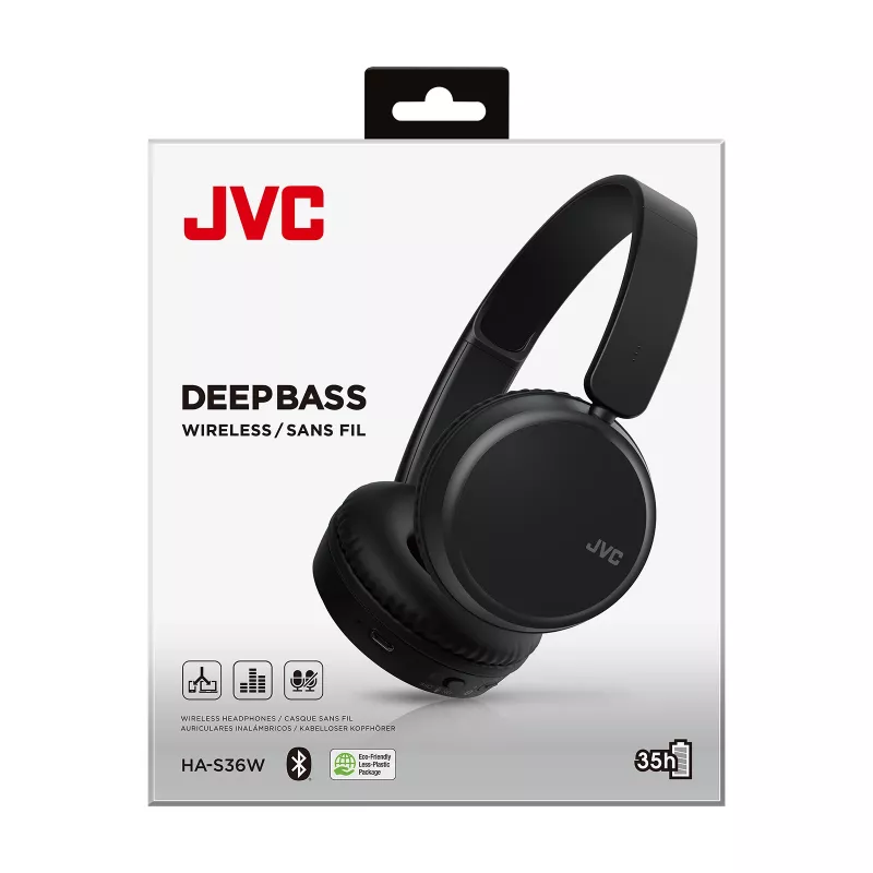 JVC Deep Bass Bluetooth ausinės ant ausų, juodos, belaidės, 20 – 20000 Hz, 157 g