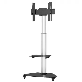Techly ICA-TR3SL grindinis stovas su lentyna vežimėlis TV LCD/LED/Plasma 37-70 col. sidabrinis