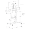 Multimedijos vežimėlis TECHLY ICA-TR230 juodas plokščiaekraniams iki 110 colių, VESA 900x600, aukštis 1850 mm, apkrova 120 kg