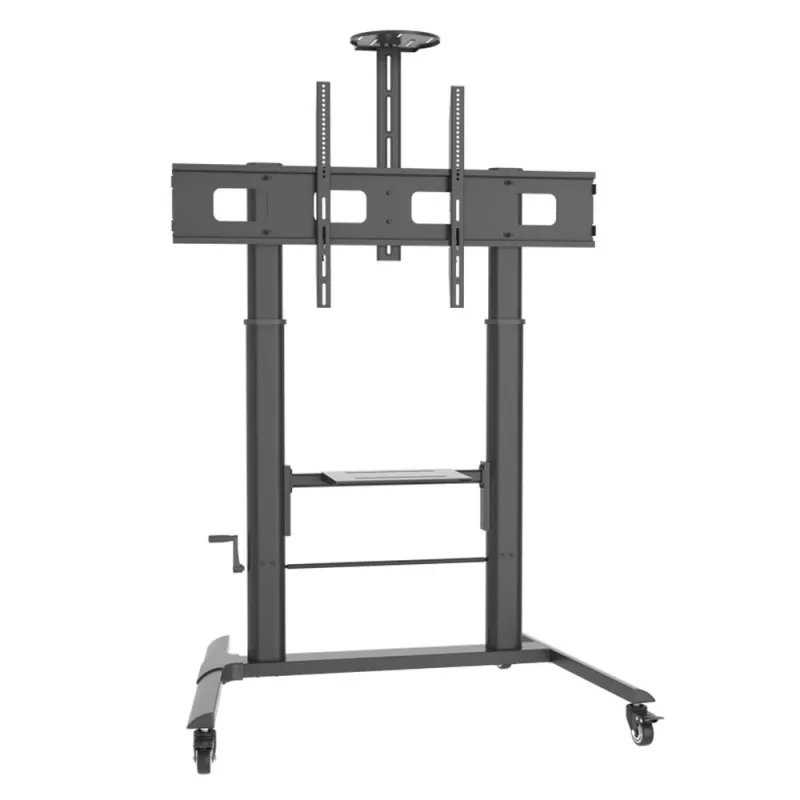 Multimedijos vežimėlis TECHLY ICA-TR230 juodas plokščiaekraniams iki 110 colių, VESA 900x600, aukštis 1850 mm, apkrova 120 kg
