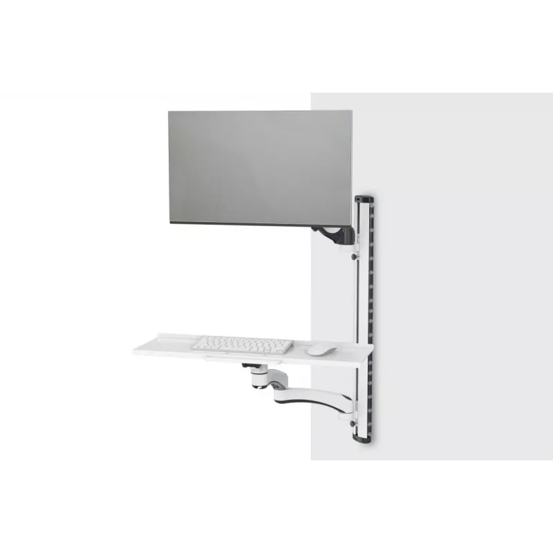 DIGITUS Darbo stotis monitoriui, klaviatūrai ir pelei ant sienos 32 col. 8 kg VESA 75x75/100x100 balta/juoda