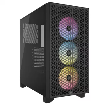 CORSAIR 3000D RGB AIRFLOW vidutinis bokštas (Mid-tower) PC korpusas juodas